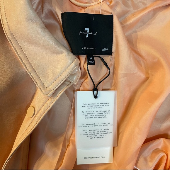 7 For All Mankind Jacket- Women’s Soft Faux Leather Jacket Peach color size S, M - Picture 7 of 11